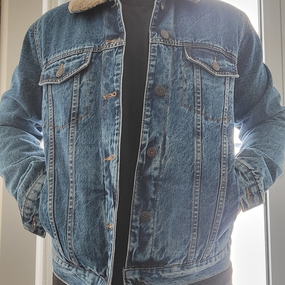 Mens Sheep skin lined Jean Jacket - Picture 6 of 9